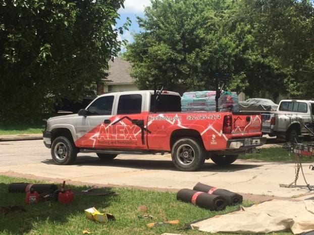 Service vehicle for Alex Roofing and Remodeling LLC